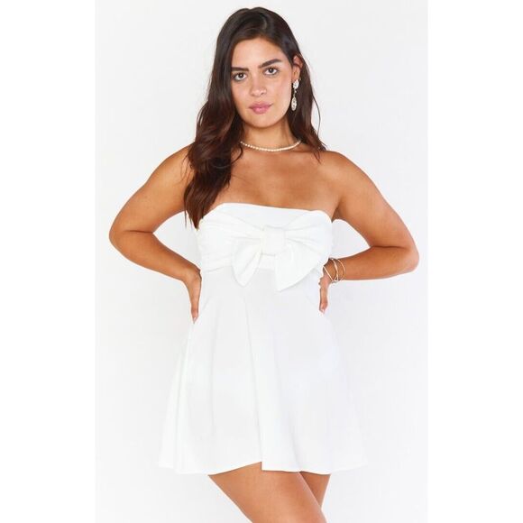 Show Me Your MuMu Dresses & Skirts - Show Me Your Mumu Womens Enchanted Bow Babydoll Stapless Dress Bone Stretch SZ M
